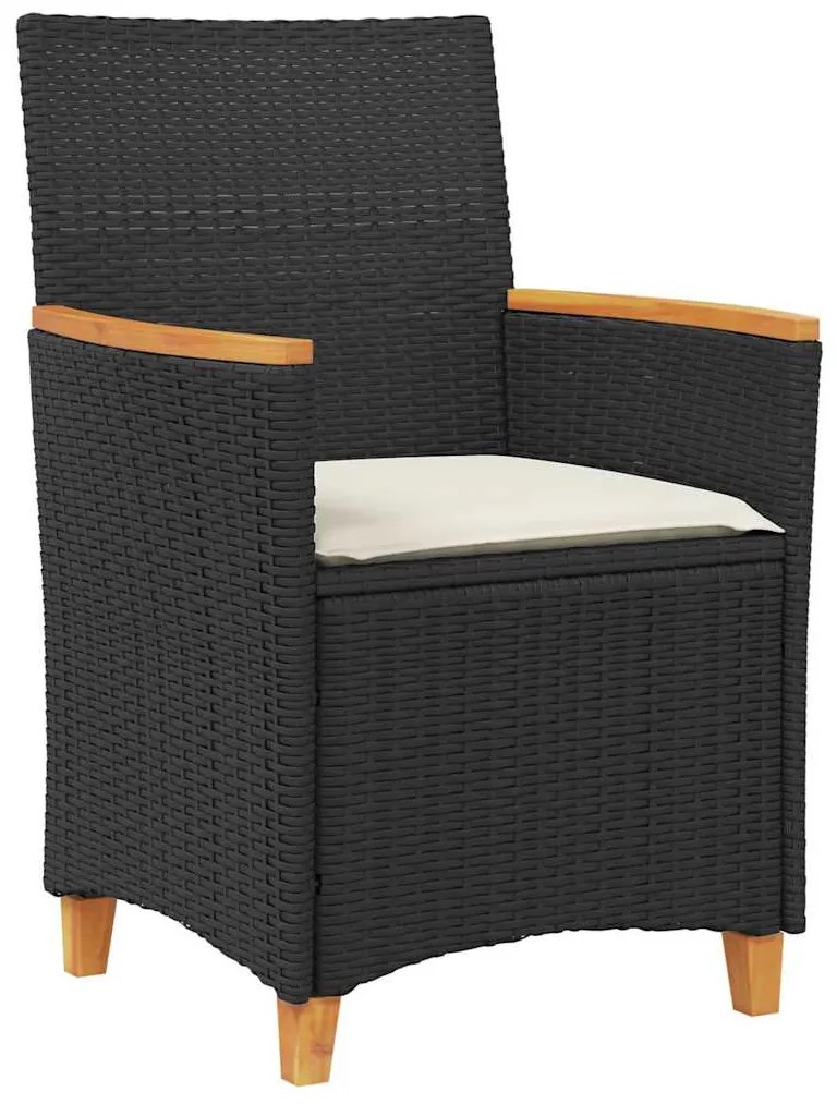 Conjunto de Jantar de Jardim de 5 Peças com Almofadas Pretas de Rattan