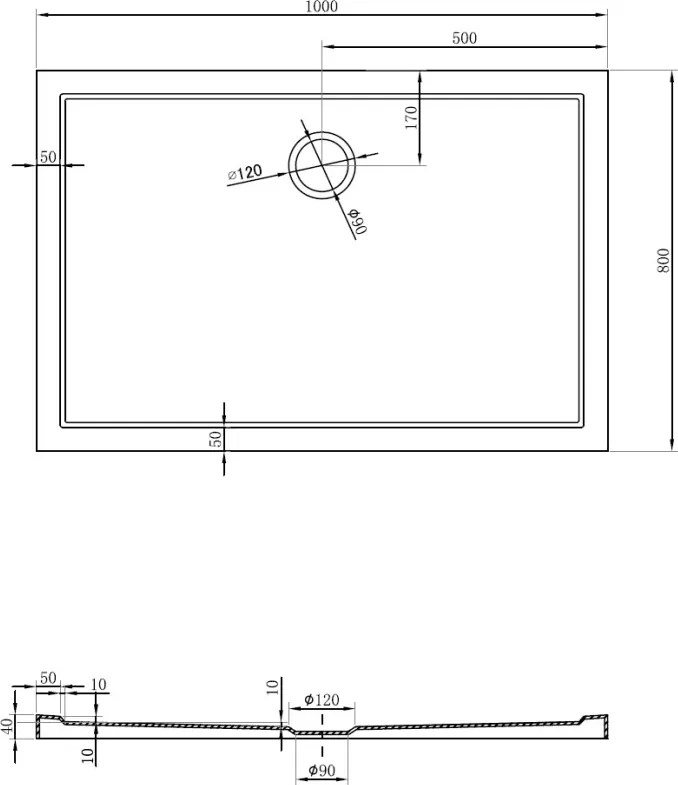Mexen Flow base de duche retangular slim 100 x 80 cm, branco brilho - 46R108010