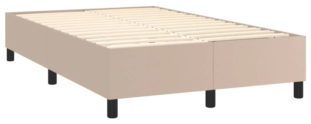 Cama boxspring c/ colchão 120x190cm couro artificial cappuccino