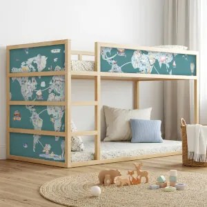 Autocolante para cama de criança IKEA KURA - Mapa-mundo da aventura