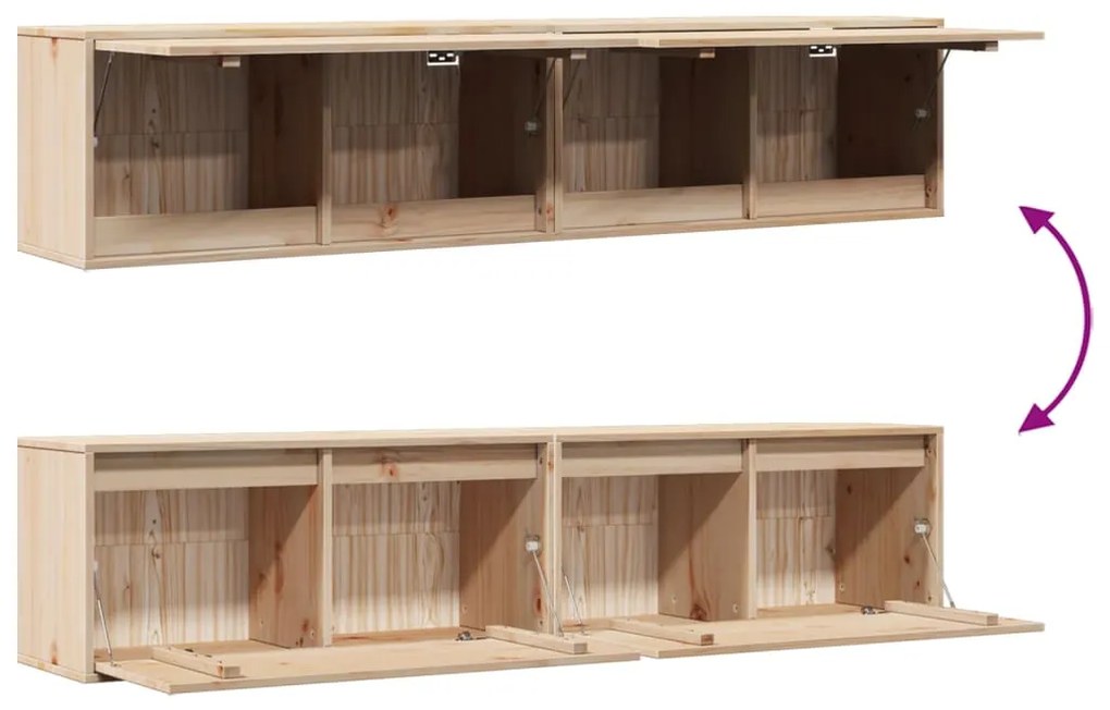 Armários de parede 2 pcs 80x30x35 cm madeira de pinho maciça