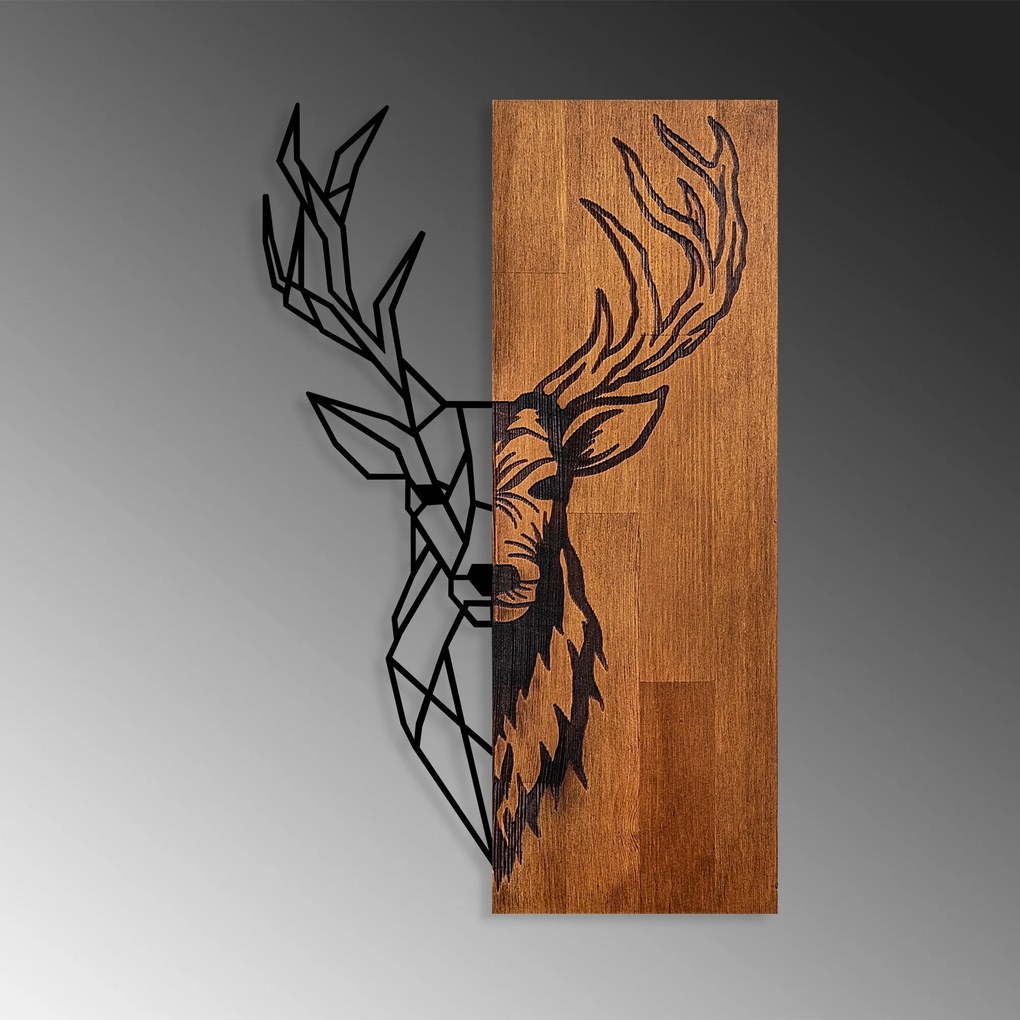 Acessório Decorativo de Parede Ma-393 – Nogueira e Preto – 33 x 58 cm