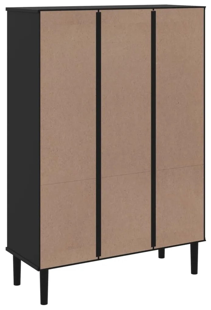 Estante SENJA aspeto de vime 90x35x130 cm pinho maciço preto