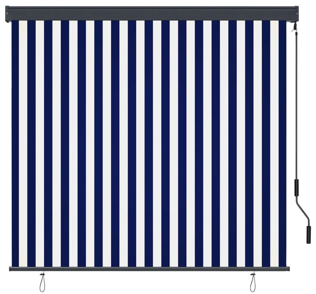Estore de rolo para exterior 160x250 cm azul e branco