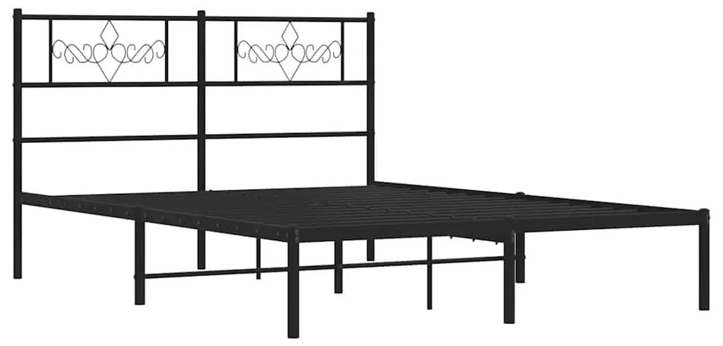 Estrutura de cama em metal com cabeceira 150x200 cm preto