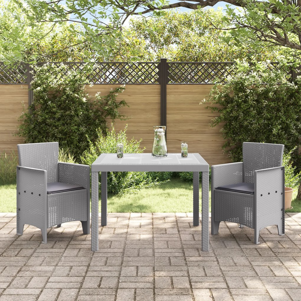 vidaXL Conjunto de Jantar de Jardim com Almofadas Cinza Claro de Polyrattan