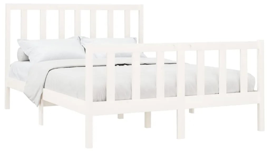 Estrutura de cama 120x200 cm pinho maciço branco