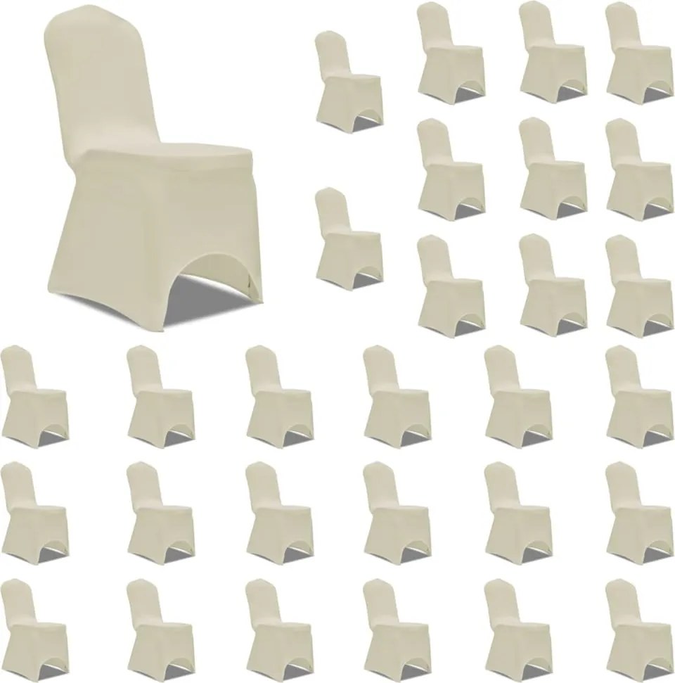 vidaXL Capa para cadeira elástica 30 pcs cor creme