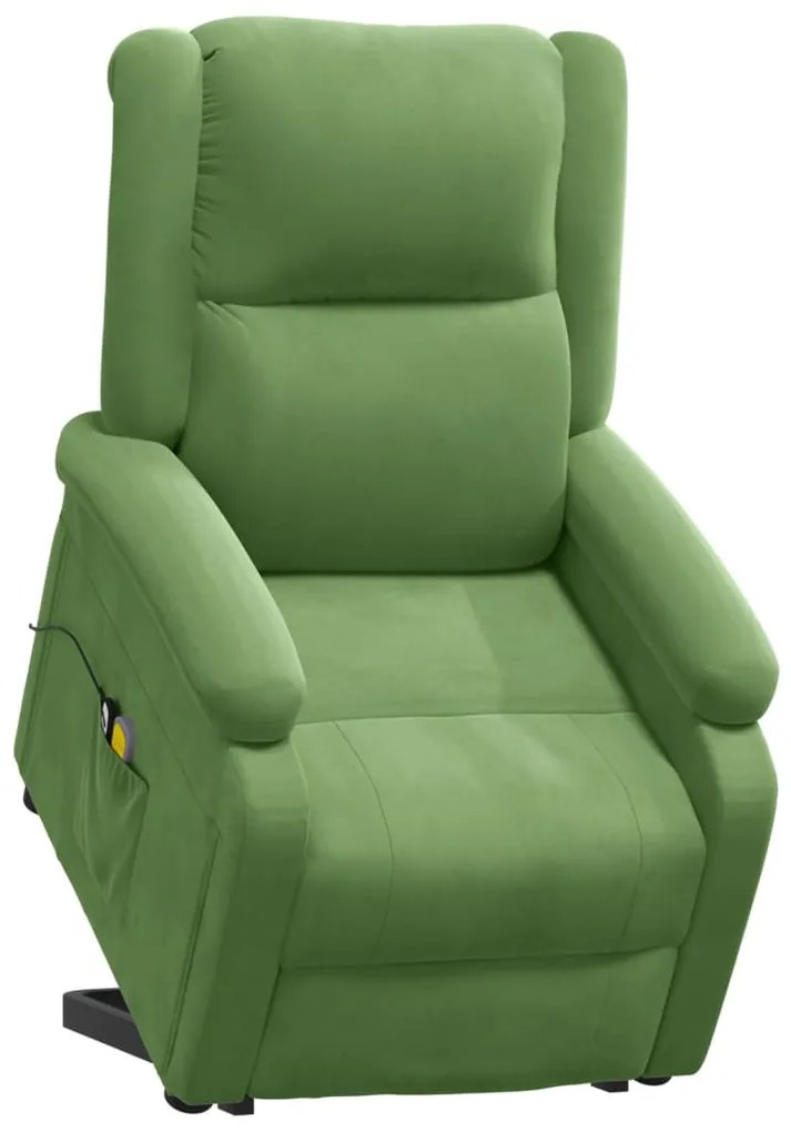 Poltrona elevatória de massagens veludo verde-claro