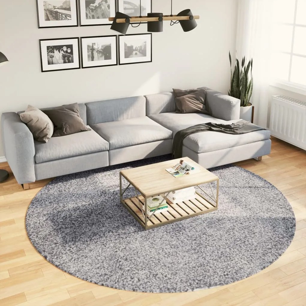 vidaXL Tapete shaggy de pelo alto PAMPLONA Ø 240 cm azul