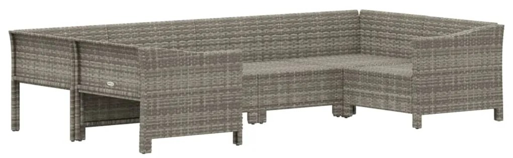 6 pcs conjunto lounge de jardim c/ almofadões vime PE cinzento
