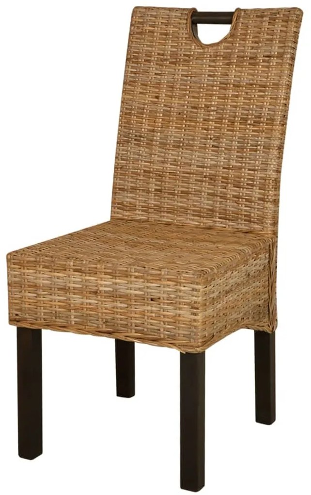 Cadeiras de jantar 4 pcs vime kubu e madeira de mangueira