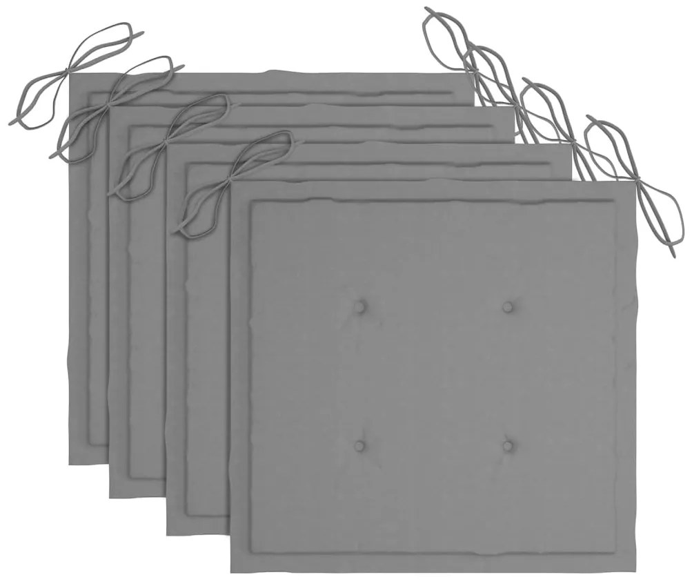 Cadeiras de jantar p/ jardim 4 pcs c/ almofadões acácia maciça