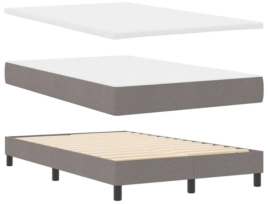 Cama Box com Colchão &amp; LED Taupe 120x190 cm Tecido