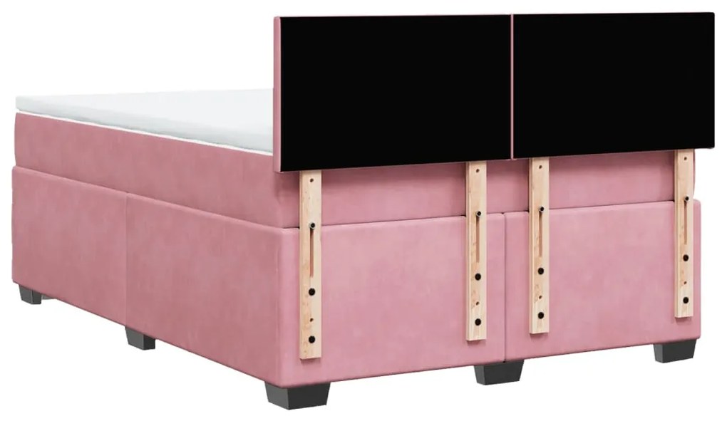 Cama com molas/colchão 140x190 cm veludo rosa
