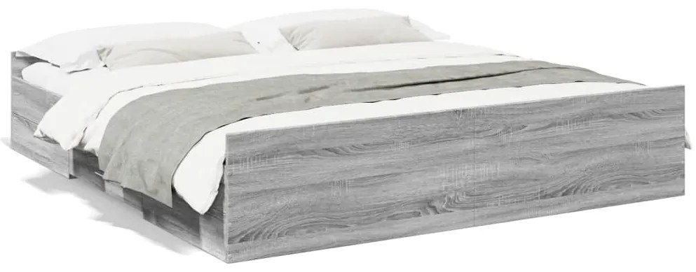 vidaXL Estrutura de cama c/ gavetas derivados madeira cinza sonoma