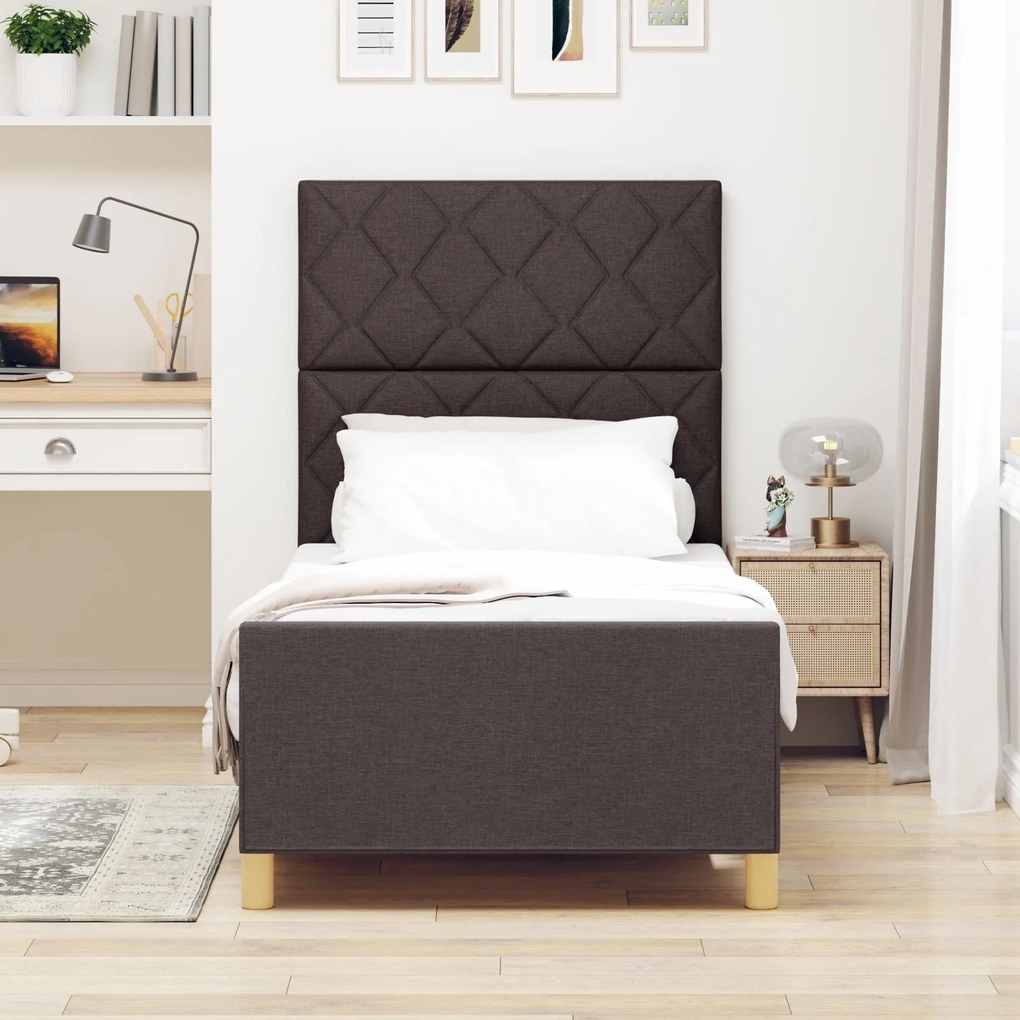 Cama vidaXL Castanho Escuro 90x200 cm em Tecido