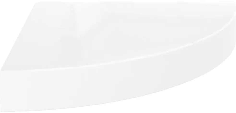Prateleiras canto suspensas 4 pcs 25x25x3,8cm MDF branco brilh.