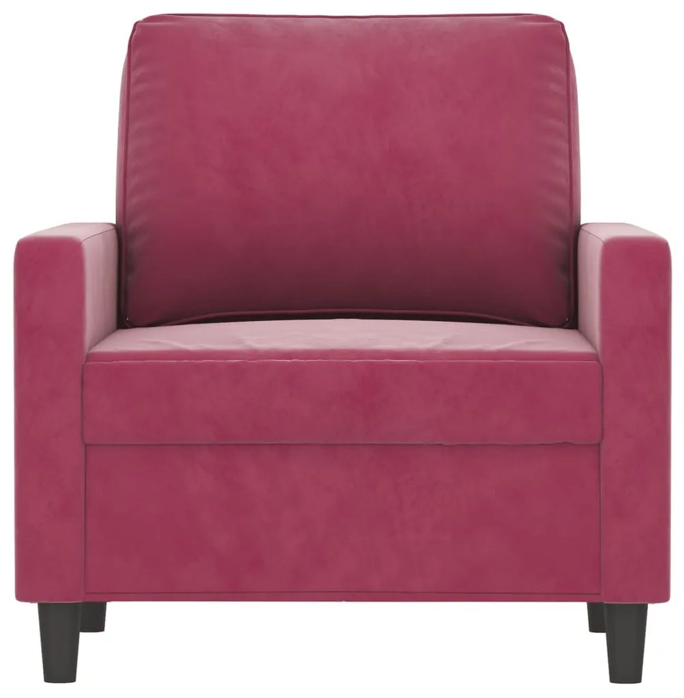 Poltrona 60 cm veludo vermelho-tinto