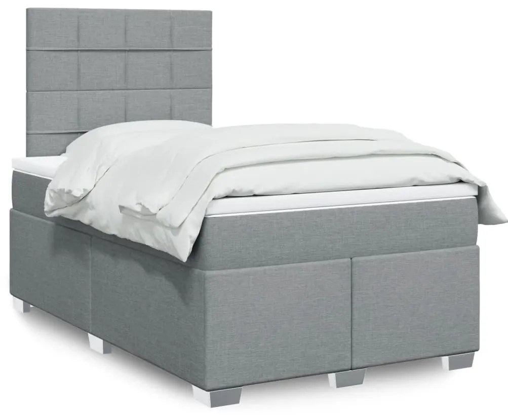 Cama boxspring com colchão 120x190 cm tecido cinzento-claro