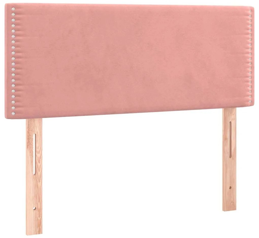 Cama box spring c/ colchão luzes e LED 120x190 cm veludo rosa