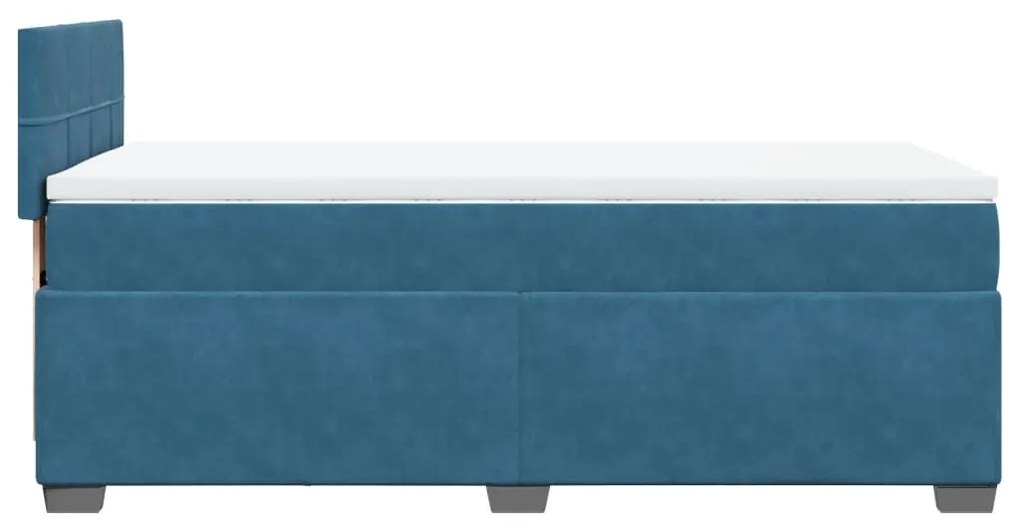 Cama boxspring com colchão 80x200 cm veludo azul