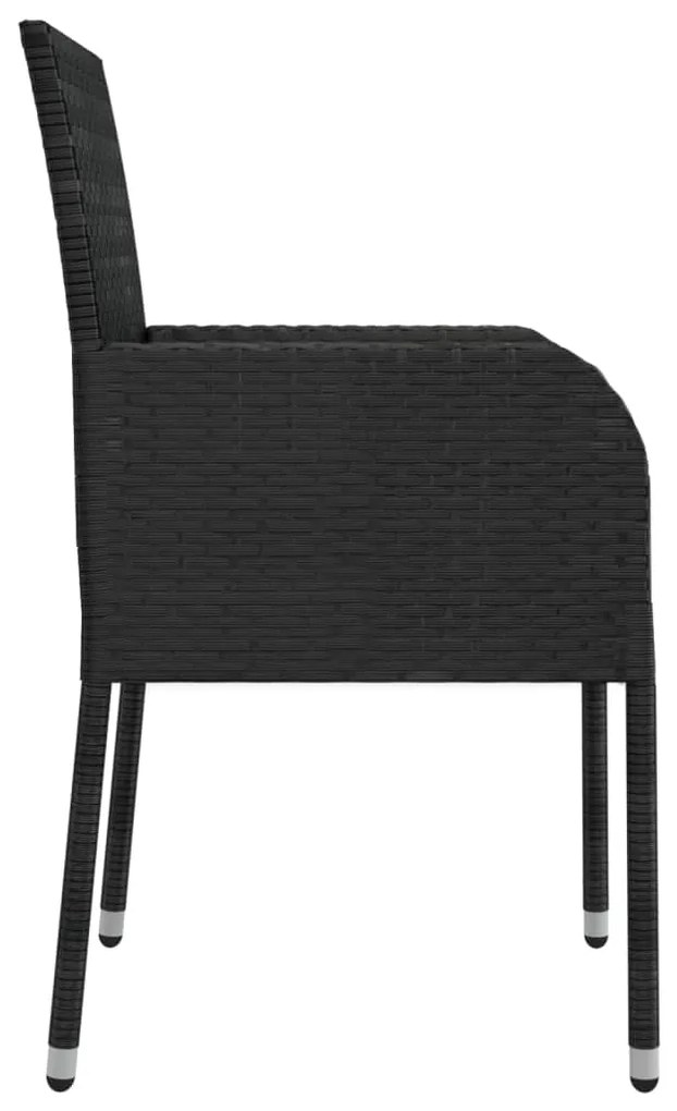 Cadeiras de jardim com almofadões 4 pcs vime PE preto