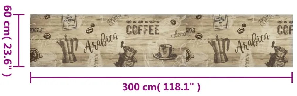 Tapete de cozinha lavável 60x300 cm veludo padrão café castanho