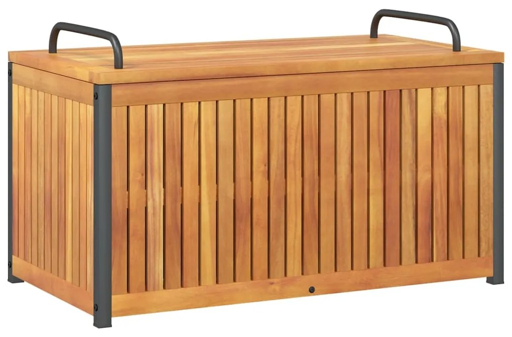 Caixa p/ almofadões de exterior 85x45x45/53cm acácia maciça/aço