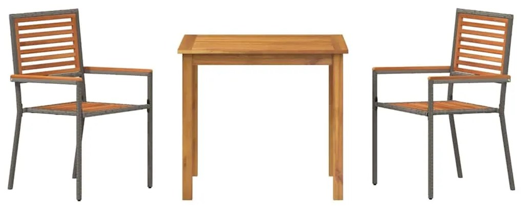 Conjunto de Jantar para Jardim 3 pcs Cinzeto 85 x 85 x 74 cm