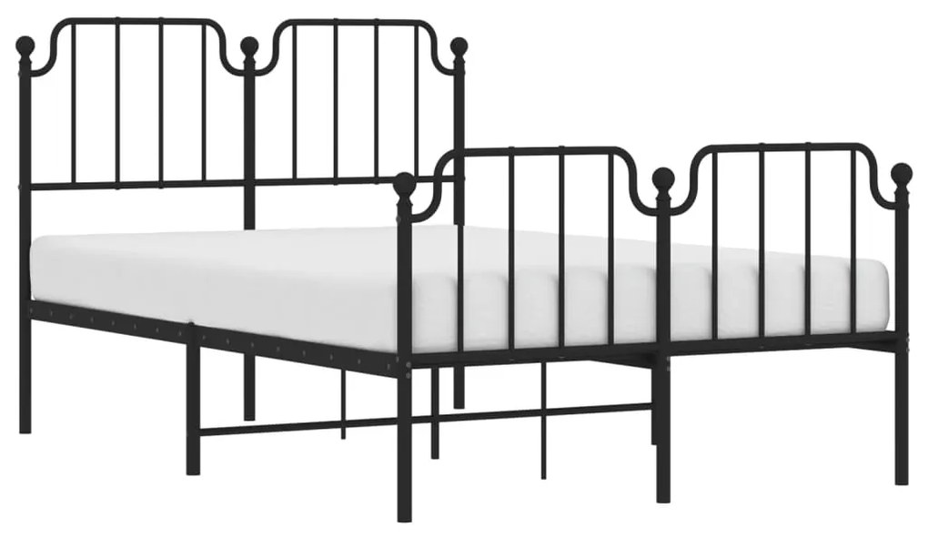 Estrutura de cama com cabeceira e pés 120x200 cm metal preto