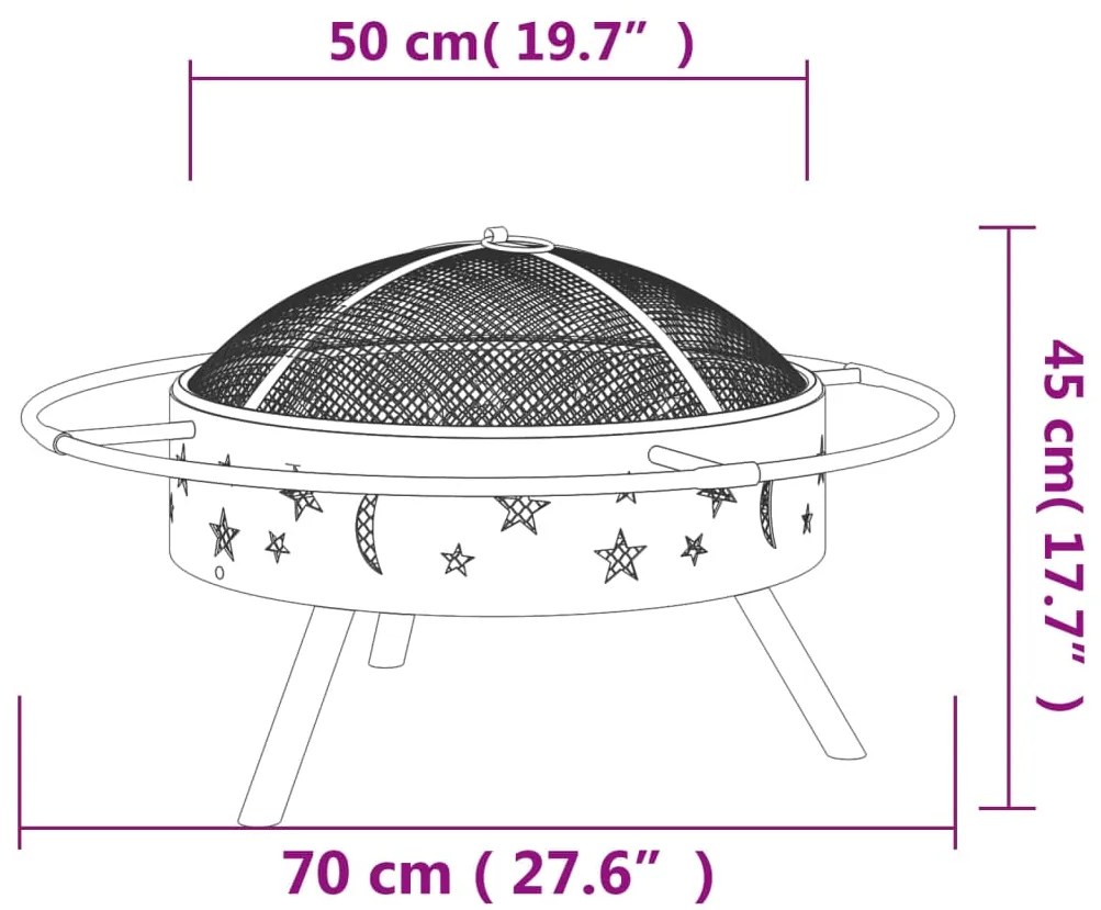 Braseira com atiçador 70 cm XXL aço
