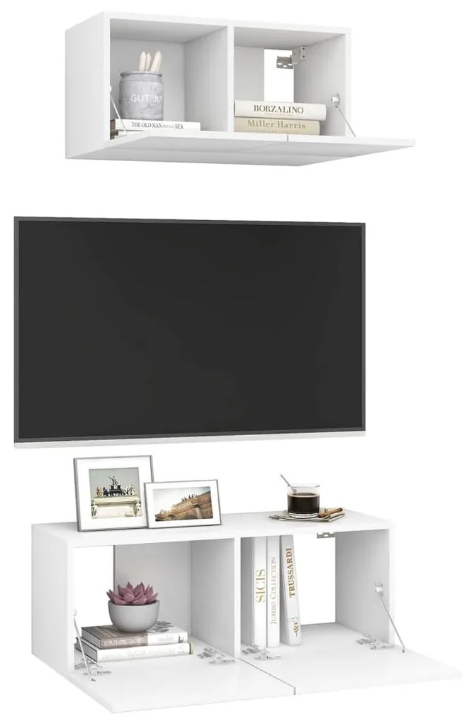 Móvel de TV de Parede Valqui de 2 Módulos - Branco - Design Moderno