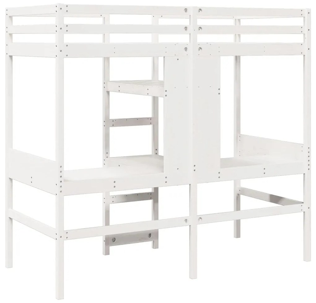 Cama alta sem colchão 90x190 cm pinho maciço branco