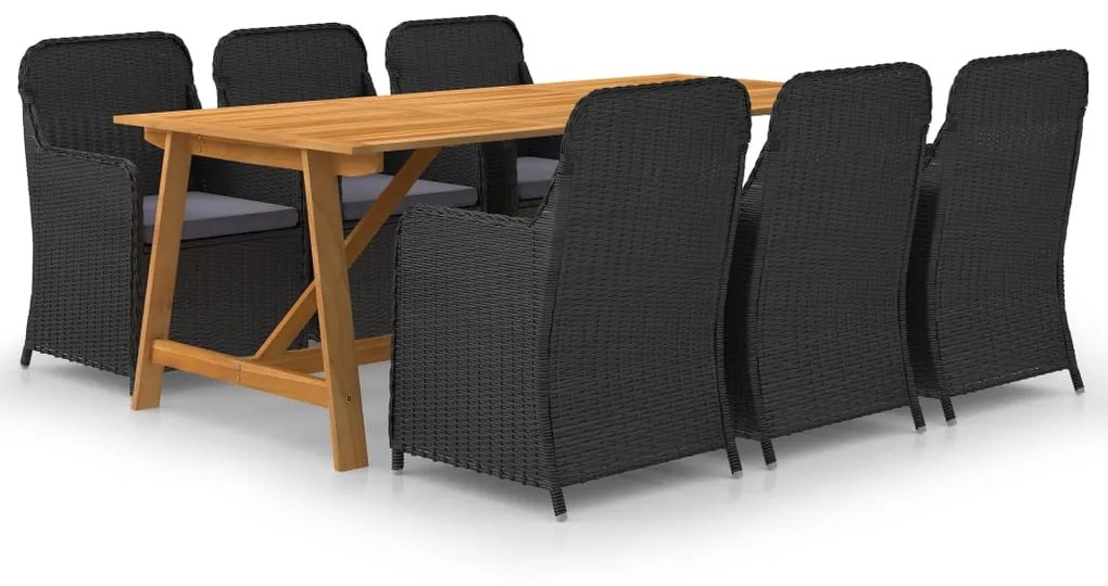 vidaXL 7 pcs conjunto de jantar para jardim preto
