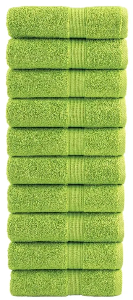 vidaXL Toalhas de bidé premium SOLUND 10pcs 30x50cm 600gsm verde maça
