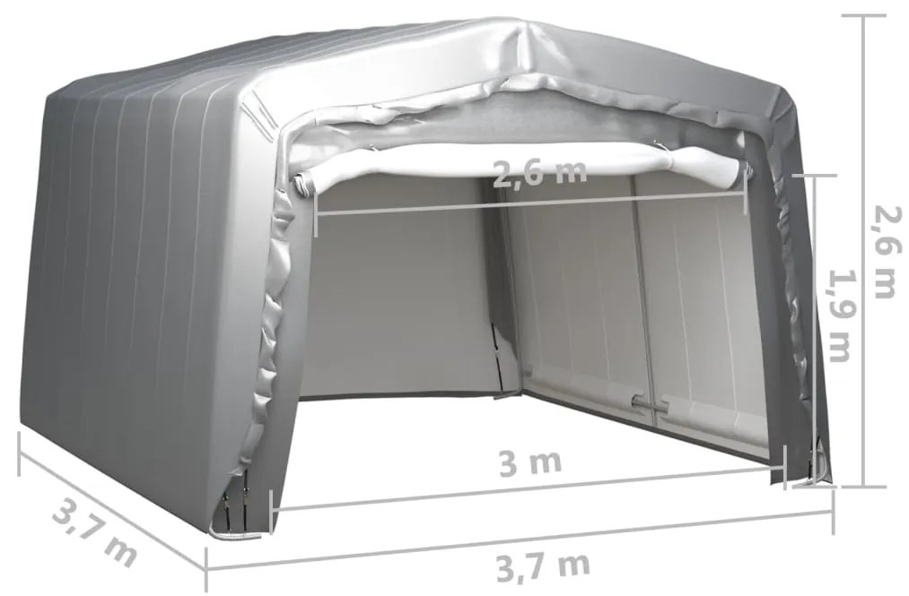 Tenda de armazenamento 370x370 cm aço cinzento