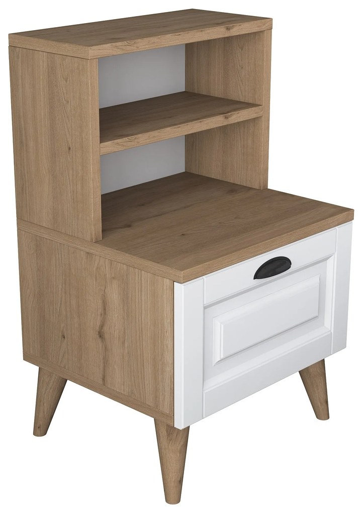 Mesa de Cabeceira BD105 – Nogueira e Branco – 45x74,4x40 cm