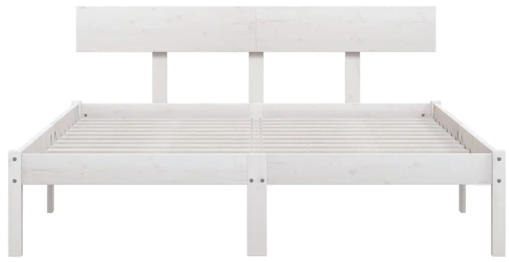 Estrutura de cama casal 135x190 cm pinho maciço branco