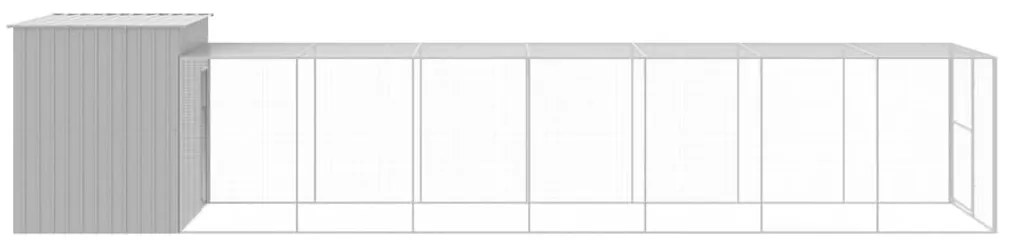 Casota cães c/ parque 214x865x181 cm aço galvaniz. cinza-claro
