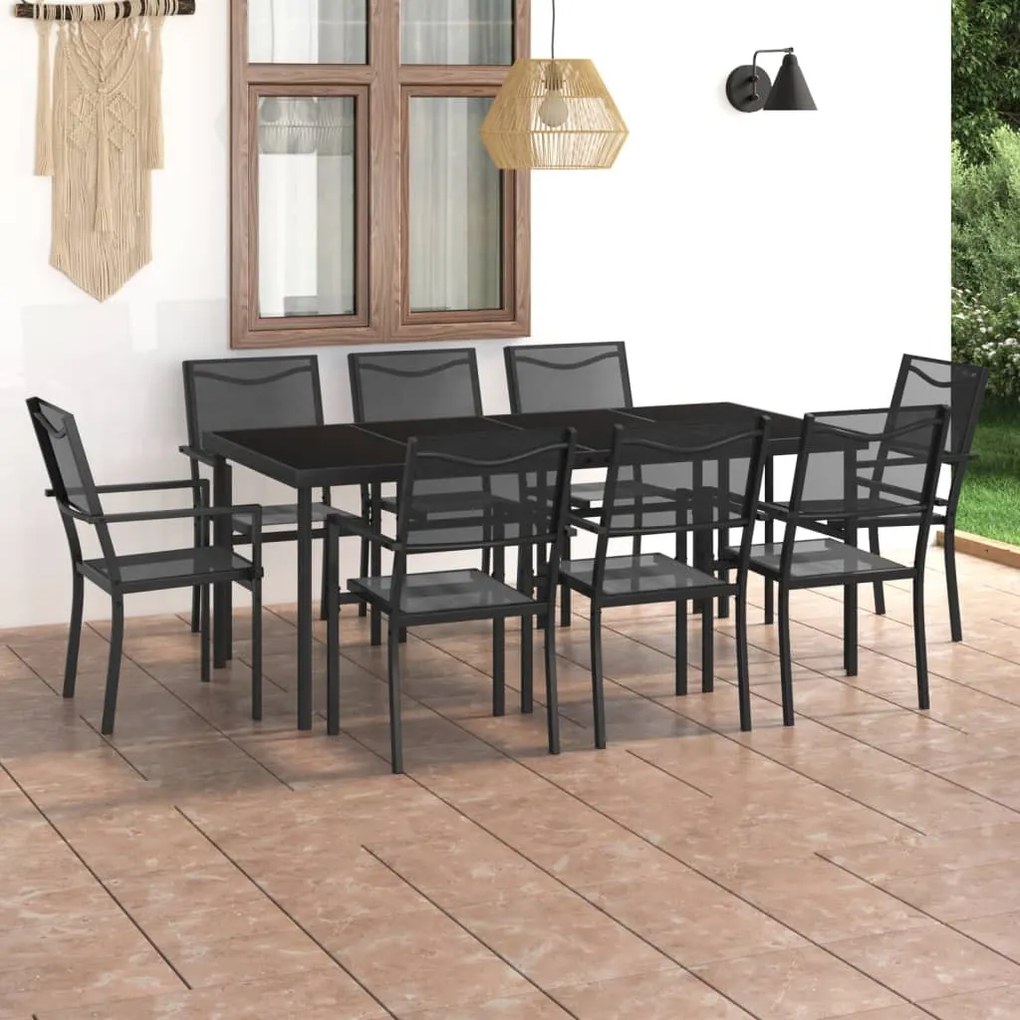 vidaXL 9 pcs conjunto de jantar para exterior aço