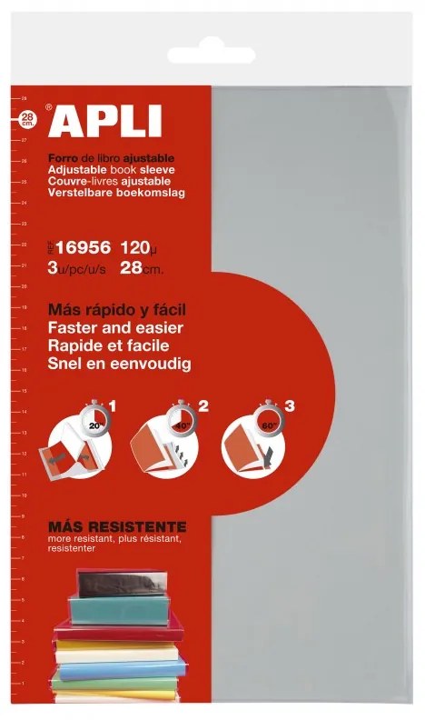 Capa de Livro com Aba Ajustável PVC 280 mm 3 Unidades
