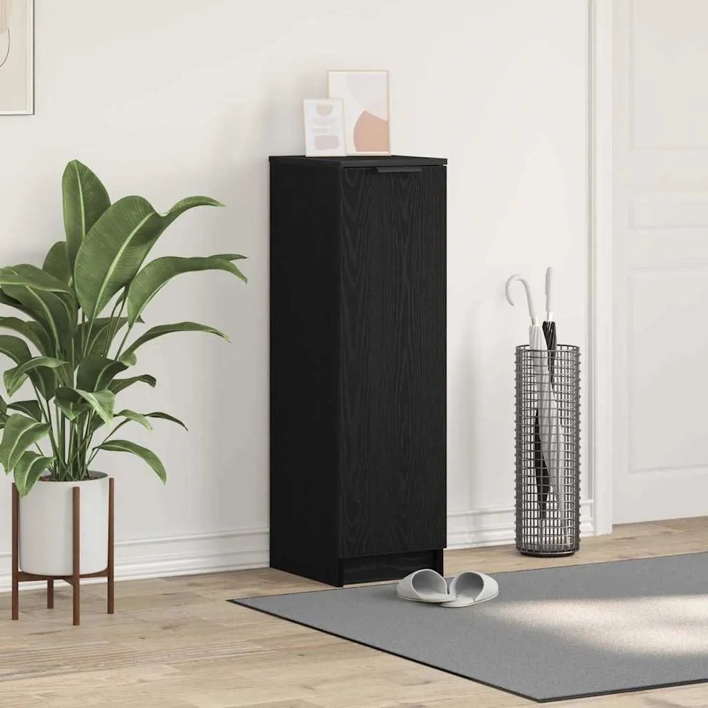 vidaXL Armário de Sapatos com porta Carvalho Preto 29,5 x 35 x 101 cm