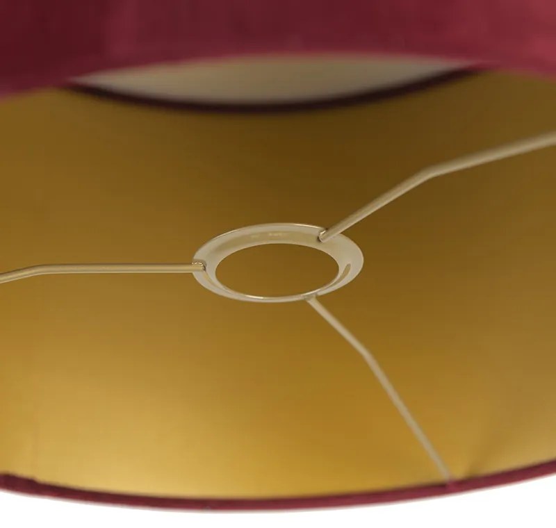 Abajur veludo vermelho 35/35/20 com interior dourado