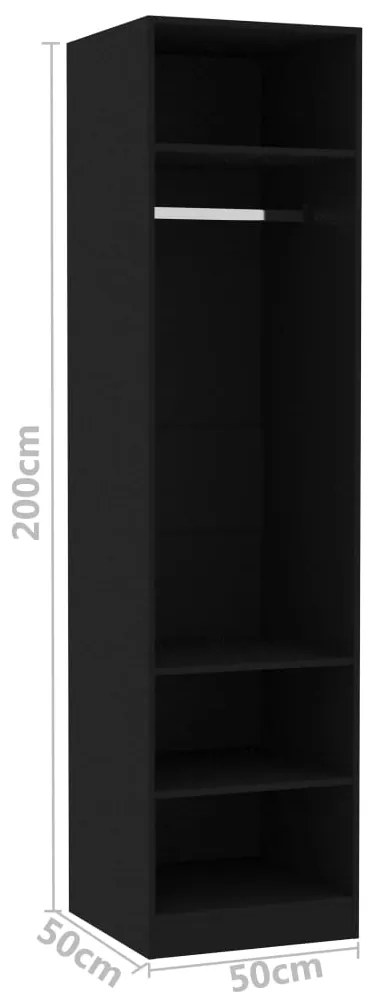 Roupeiro 50x50x200 cm derivados de madeira preto