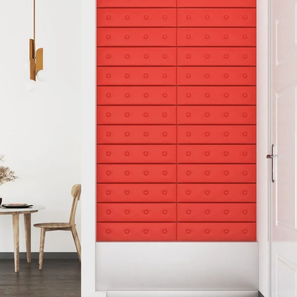 Painel parede 12pcs 60x15 cm couro artificial 1,08 m² vermelho