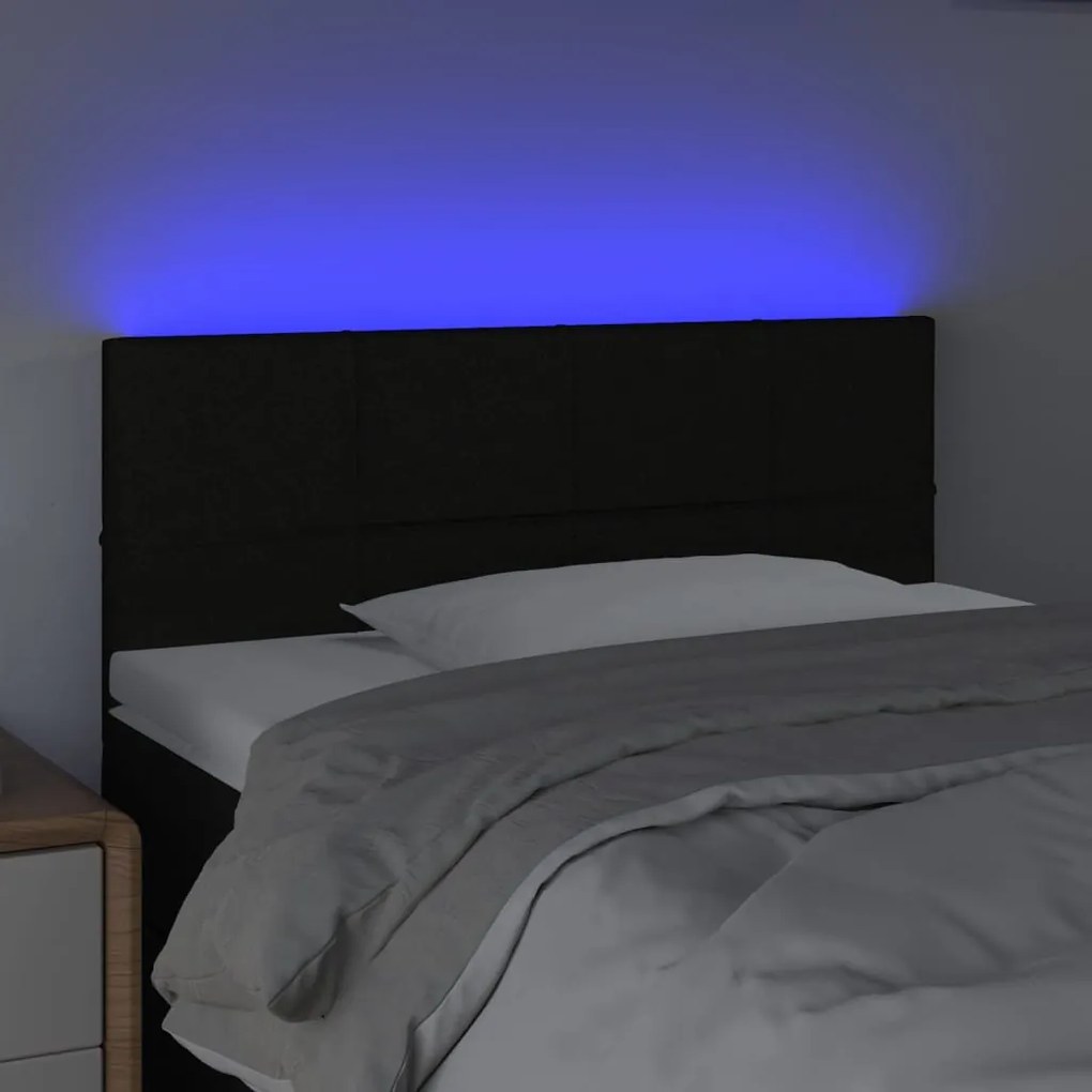 Cabeceira de cama c/ luzes LED tecido 100x5x78/88 cm preto