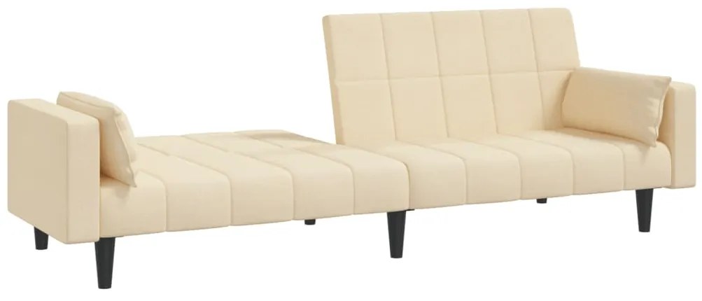 Sofá-cama 2 lugares com duas almofadas tecido cor creme