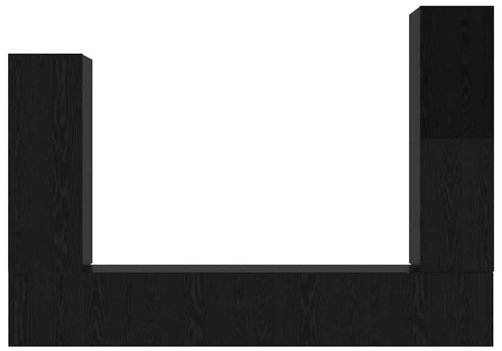 Conjunto de Armário para TV de 4 Peças Montado na Parede - Preto Carva