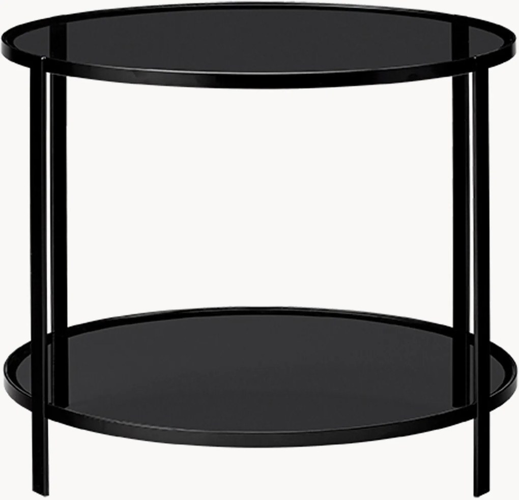 Mesa de apoio redonda em metal com tampo de vidro Fumi
